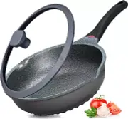 Nonstick Skillet with Lid, 11 Inch Deep Frying/Saute Pan, Aluminum, 5 Quart