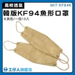 【工仔人】KF94口罩 魚形口罩 鳥口罩 彩色口罩 棕色 不起霧 MIT-KF94K 柳葉型口罩