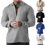 Men's Zip Up Hoodie Zip Sweatshirt Black White Blue Khaki Light Grey Lapel Plain Zip Up Quarter Zip Casual Daily Holiday Streetwear Cool Designer Spring Fall
