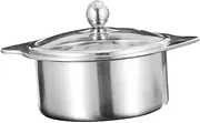 COSMEVIVI 16cm Hot Pot Stainless Steel Divided Pot Two-flavor Fondue Pan Kitchen Cooking Utensil