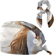 [YTYVAGT] Scrub Caps Women,Scrub Hats Suitable for Women,Winter Snow Field White Swans