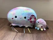 Squishmallows 11” Janet Tie Dye Jellyfish Stackable Plush 4” Opal Octopus Set