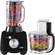 Sunbeam Multi Food Processor Plus | 2-in-1 Blender & Processor, Durable Attachments for 14 Meal Prep Tasks, 2L BPA-Free Bowl, 1.5L Glass Blender Jug for Smoothies, 2 Speeds Plus Pulse, Black,LCP6000BK