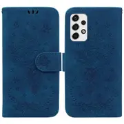 For Samsung Galaxy A33 5G Case, Butterfly Rose Embossed PU Leather Wallet Cover, Blue
