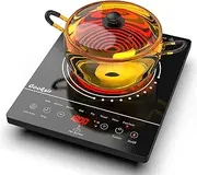 Ceramic Hob Cooksir, Portable Electric Ceramic Hob with LED Touch Screen, 2000W Single Cooking Zone Electric Cooktop with 4-Hours Timer, Child Lock, Residual Heat Indicator (CSC-PF301SGB)