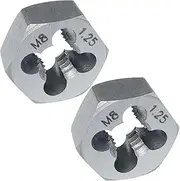 M8-1.25 Hex Die 2 Pcs Right Hand Thread Repair Tool Alloy Steel Hexagonal Die for External Thread Cutting and Screw Thread Restoring in Metalworking and Machinery
