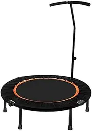Fitness Trampoline with Adjustable Handle,Mute Foldable Trampoline Mini Exercise Rebounder for Adults Kids Indoor/Garden Workout Equipment,Maximum Load 200Kg