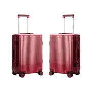 BOPAI Aluminum Luggage Suitcase Light weight Carry on and 2 Pieces Suitcase Set 20"&24"Red
