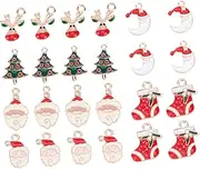 ibasenice 24pcs Christmas Pendant Christmas DIY Charms Christmas Necklace Xmas Charms Pendants Christmas Bracelet Charms Sock Charms Santa Charm Pendant Santa Charms Small Pendant Mini Alloy