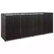 Wheelie Bin Shed Quadruple Garbage Bins Storage Poly Rattan With Steel Frame