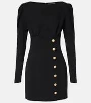 [Alessandra Rich] Alessandra Rich Wool-blend crêpe minidress AU 8 black