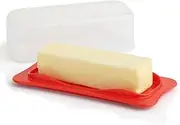 SIGNORA WARE Cover Butter Container-Butter Storage Container with Transparent Lid-Plastic Butter Container for Counter-Plastic Butter Dish with Lid-Covered Butter Dish for Home Or Camping Red