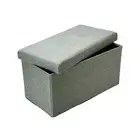 Simplify Faux Linen Double Folding Storage Ottoman in Grey