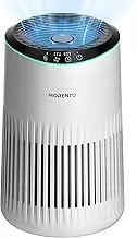 MORENTO Air Purifiers for Home, Air Purifier for Smoke Pet Dander Odors with Fragrance Sponge, Small Air Purifier with Sleep Mode for Bedroom Office, Blue Ambient Light, MR2566, White,1 Pack+3 Modes