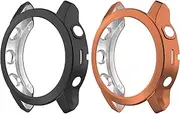 Chofit Cases intended for Garmin Fenix 7S/Fenix 7S Solar Case, TPU Plated Protector Protective Case Cover Armor Shell intended for Fenix 7S/Fenix 7S Solar (Not intended for Fenix 7/Fenix 7X) (Black+Rose Gold)