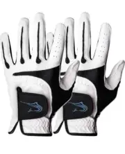 Swordfish Golf Gloves (2 Pack) - Durable Large - with Marker, White, Black
