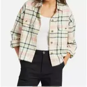 NWT Brixton Women's Bowery Dove Plaid Flannel Button Up Shirt, Size M