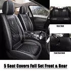Faux Leather Seat Cover Front + Rear Protector Cushion For Honda Gray