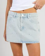 [DESU] DESU Women's Nicky Diamante Skirt in Heritage Bleach Blue Size 8 8 Heritage Bleach Blue