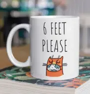 6 Feet Please Quarantine Cat Cat Mug Cat Mom Cat Gifts Cat Gifts Cat Gifts For