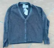 Sundance Catalog My Darling Cardigan in Grey Crochet NWT Size XL BZ