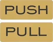 uxcell 1Set Push Pull Door Stickers, 2x4.7in Push and Pull Signs Plate Acrylic Vertical Self-Adhesive for Doors Glass Window Business Stores, Rectangle, Gold