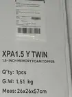 Twin Size Memory Foam Mattress Topper - Unbranded 1.5" Thick - (New/Sealed)