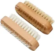 SAFIGLE 2Pcs Wooden Manicure Brush Double Sided Fingernail for Home Salon Use Gentle Bristles for Skin Care Compact for