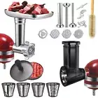 Meat Grinder&Slicer Shredder Attachments for KitchenAid Stand Mixer, Metal Fo...