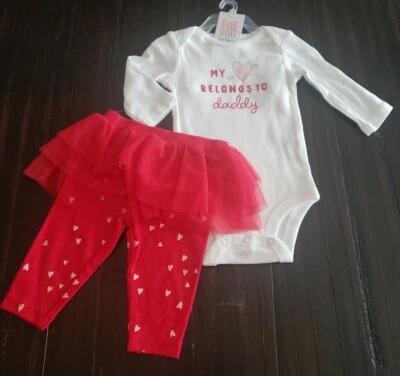 Carter's 3 Months Valentine's Outfit "MY BELONGS TO daddy" Just One You NWT