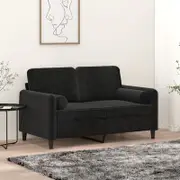2-Seater Sofa with Throw Pillows Black 120 cm Velvet