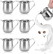90ml/3oz Creamer Pitcher - Stainless Steel Bell Creamers, Dishwasher Safe Mini Cup Container for Serving Milk, Coffee Cream, Salad Dressing, Maple Syrup, Restaurant, Cafes, 6 Pack