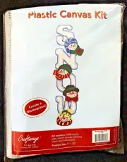 Christmas Crafting HeadStart SNOWMAN Vertical 30" Plastic Canvas NOS Sealed Kit