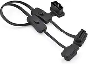 Tekit OBD2 OBDII 1 to 2 Y Splitter Cable Cord,Ultra Slim 16 pin M/F OBDII Extension Cable with Individually Power Switch,Diagnostic Flat Cord Adapter Connector (1PC)