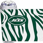 Rico Industries NFL Football New York Jets Glitter 24oz Acrylic Glitter Tumbler with Hinged Lid, Officially Licensed Double Wall Tumbler with Straw