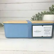 Threshold Bento Box w/Bamboo Lid Lunch Box Food Storage Borage Blue New!