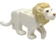 Lego White Cat Large Lion with Tan Mane & Bright Light Blue Eyes and Nougat No