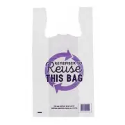 Reusable Singlet Bags Extra Large White Remember to Reuse 38 um 100 Pack