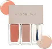 [Pluchke] Water-base Vegan Nail Polish 3pcs in set – Halal-friendly Glossy Nail Polish – Air&Water Permeability Low-Odor Vegan Cruelty-Free (Peach Rose, 0.51 fl oz), (Peach color)