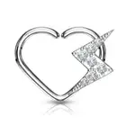 Piercing Ear Cartilage Daith Ring Heart Plated Platinum Lightning