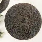 Set of 6, Luxury Handmade beaded placemat, 14 inch mercury grey and gold