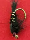 FLY FISHING FLIES HARES EAR NYMPH BLACK SIZE 18