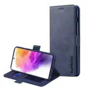 For Samsung Galaxy A73 5G SupRShield Wallet Leather Card Holder Flip Protective Shockproof Magnetic Case Cover (Navy Blue)