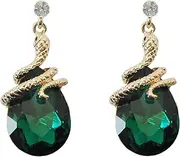 [Navachi] 18k Gold Plated Crystal Zircon Snake Drop Dangle Stud Earrings