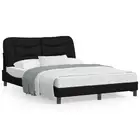 vidaXL Bed Frame with Headboard Black 153x203 cm Queen Size Fabric