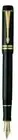 Parker Duofold Centennial Fountain Pen Black & Gold 18K Gold Fine Pt New In Box