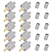 10pcs UHF PL-259 Male Crimp Connector Adapter for RG142 LMR195 Type Coax Cable