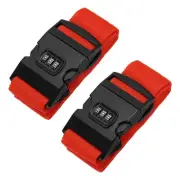 2Pcs Luggage Straps with Combination Lock TSA Approved Red