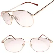 Classic 90s Vintage Gold Square Aviation Bifocal 1.00 Reading Glasses Reader