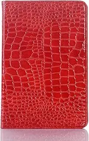 iPad Mini 5th/iPad Mini 4th Case, DMaos Crocodile Reflector Leather Stand Folio Smart Cover, Auto Sleep/Wake, Card Holder, Classic Fashion Protector for iPad Mini 4/5 7.9 inch - Red